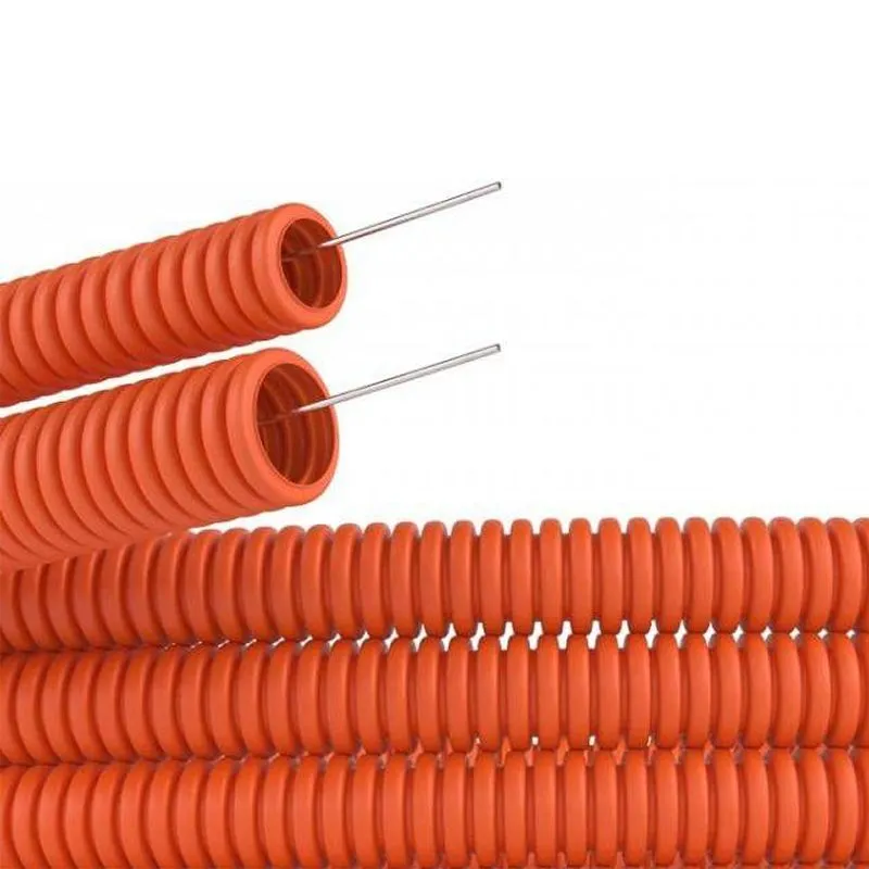 Труба гофрированная из ПНД безгалогенная HF, с зондом, ø25мм, оранжевая (50 м/уп) REXANT - Фото 2