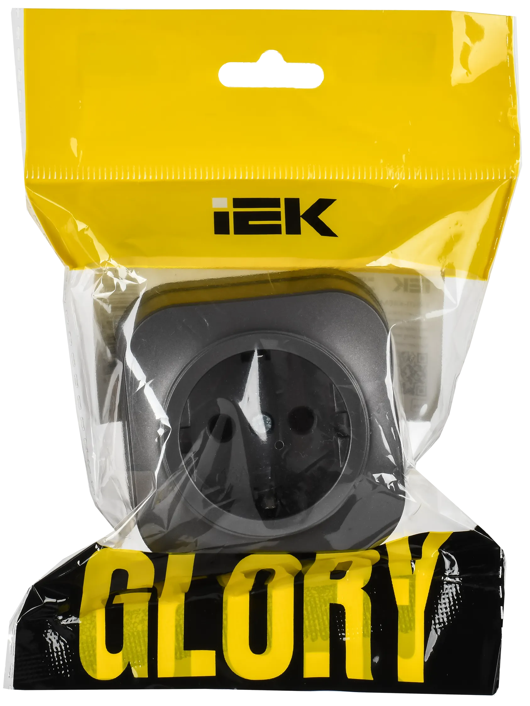 GLORY Розетка 1-местная для открытой установки с заземлением без защитных шторок 16А РС20-3-ХСм сталь матовый IEK - Фото 2