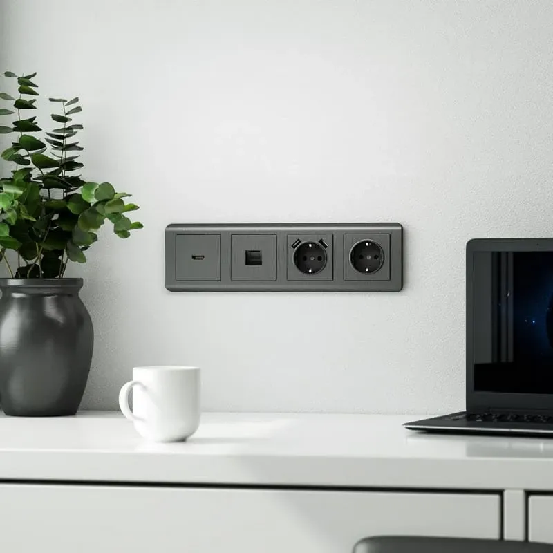 Розетка Ethernet RJ-45 (графит рифленый) Werkel - Фото 3