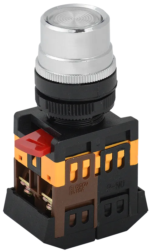 Кнопка ABLF-22 прозрачный d=22мм неон/240В 1з+1р IEK