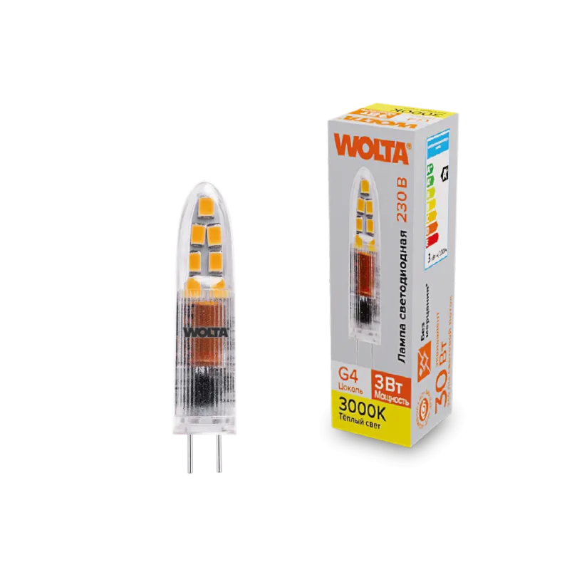 Светодиодная лампа WOLTA WSTD-JC-220V3W3KG4-P 3Вт 3000K G4