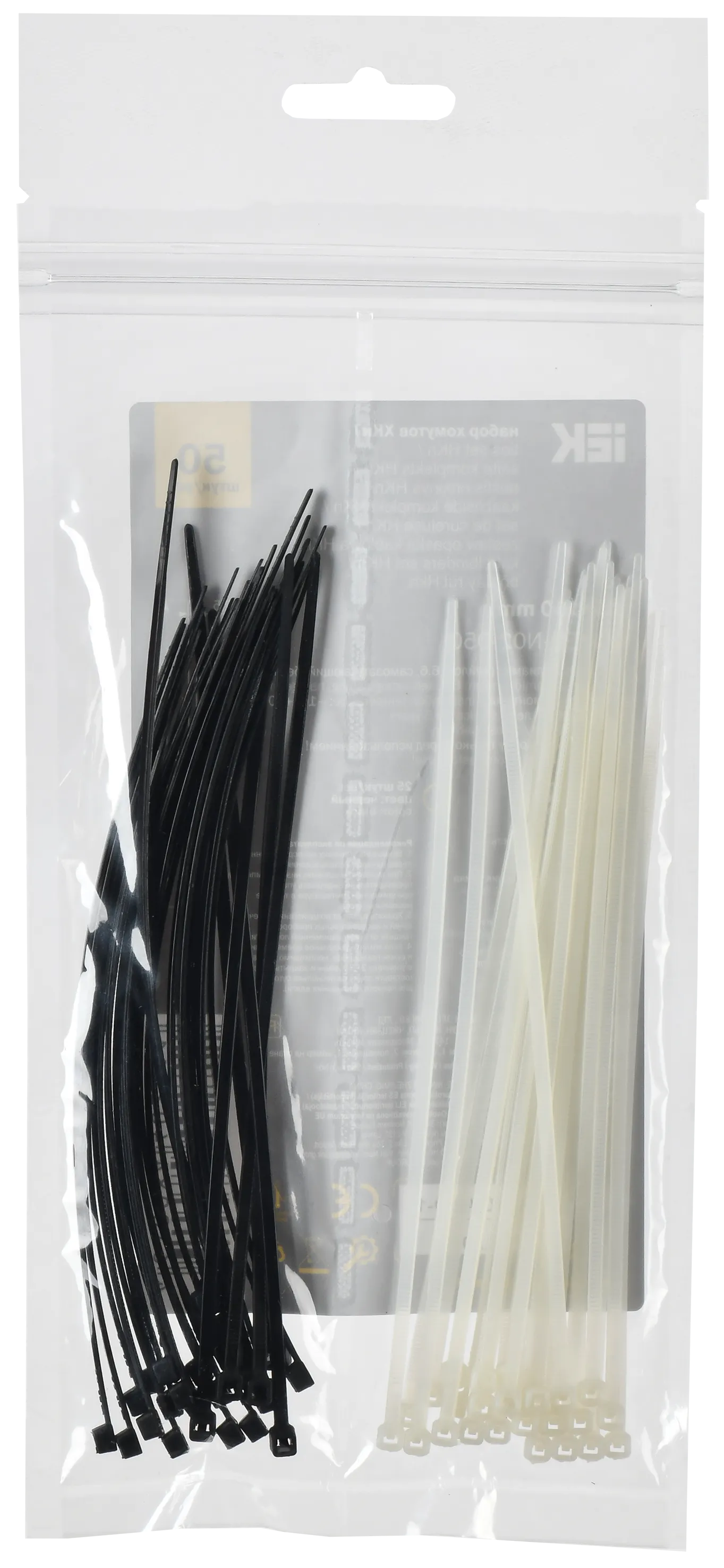 Набор хомутов 2,5х150 (25 белых; 25 черных) (50шт/упак) IEK UNH35-N02-050