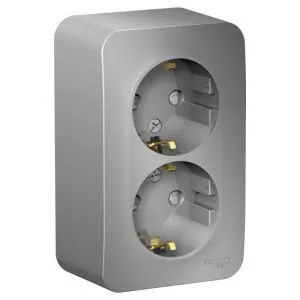 Розетка 2-м ОП Blanca 16А IP20 250В с заземл. защ. шторки алюм. SE BLNRA011203 1210539