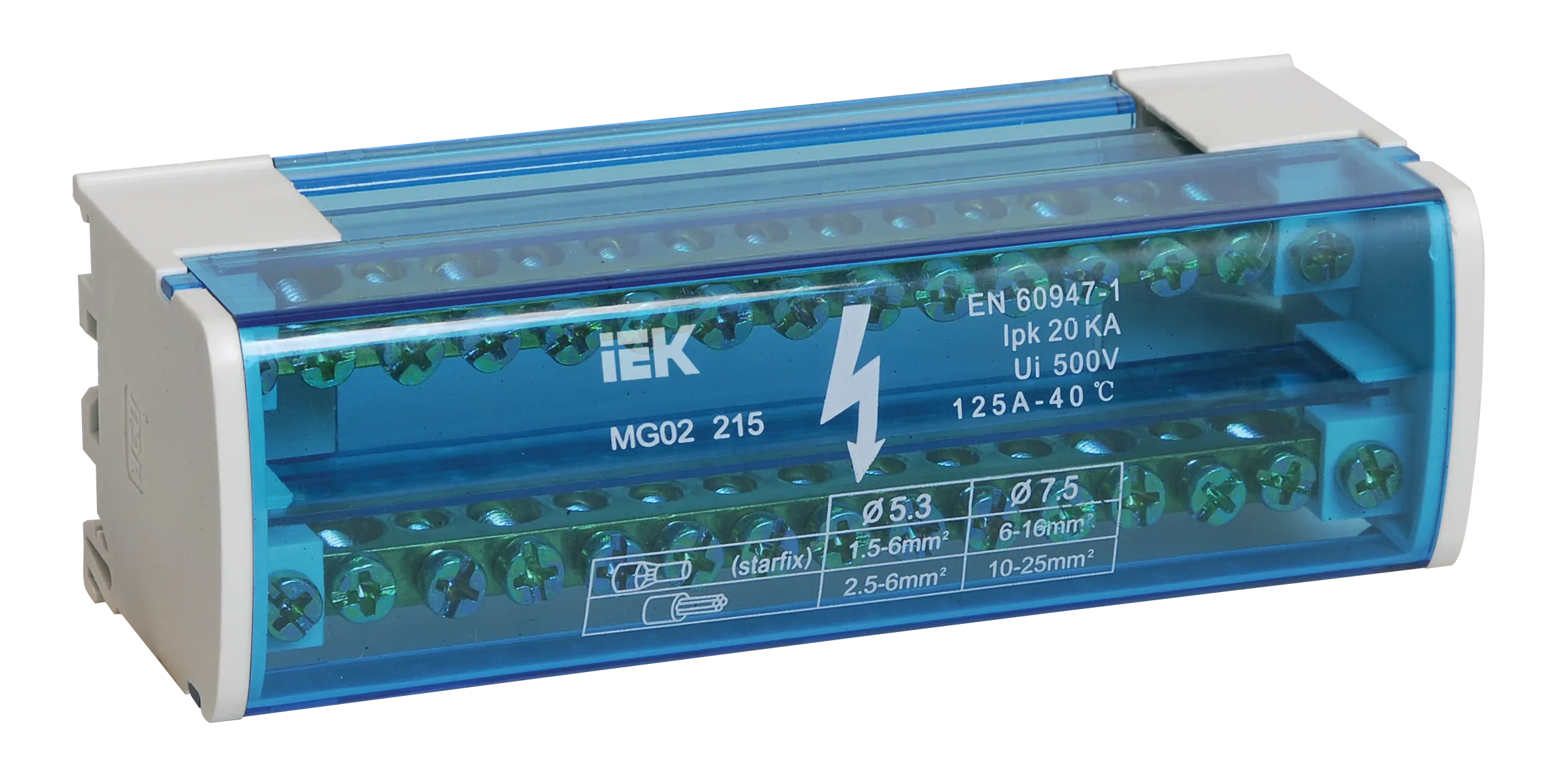 Шины на DIN-рейку в корпусе (кросс-модуль) ШНК 2х15 L+PEN IEK