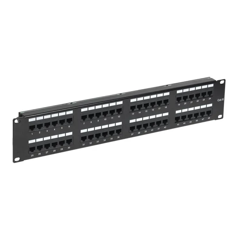 Патч-панель 19" с кабельными органайзерами, 2U, 48 портов, UTP, RJ45, CAT 6, неэкранированная, Dual IDC REXANT 02-0232