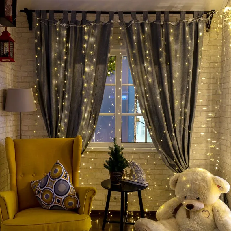 Гирлянда Светодиодный дождь из росы 6х3 м, теплый белый, USB + пульт управления NEON-NIGHT - Фото 2