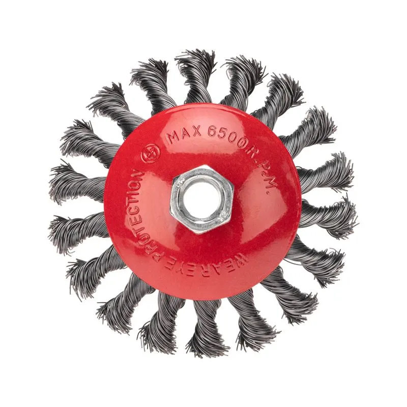 Щетка коническая для УШМ, крученая стальная проволока, 115мм, М14 KRANZ