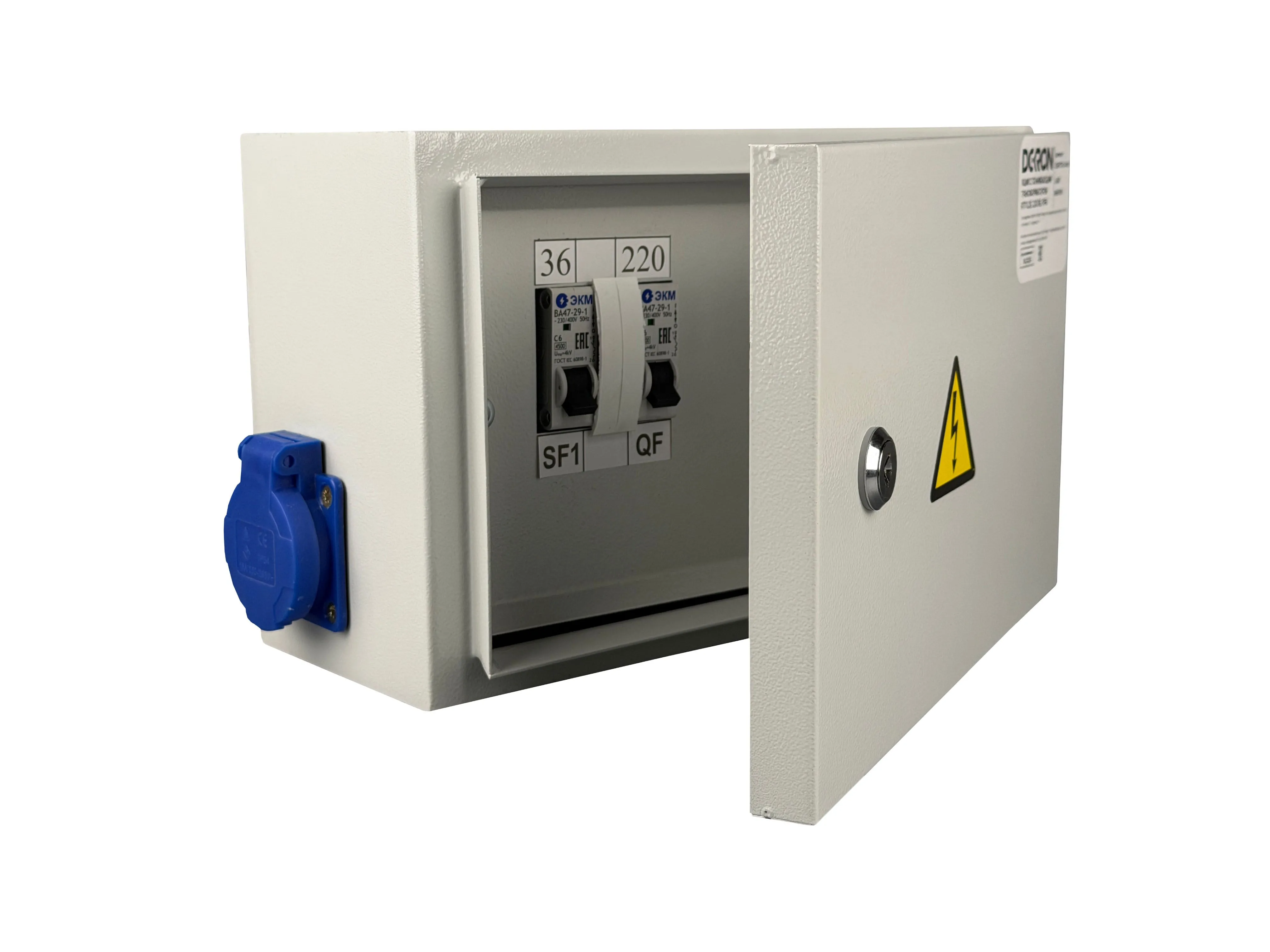 Ящик с понижающим трансформатором ЯТП 0.25 220/36В (2 авт. выкл.) IP54 DEKRON DEK07702-0006