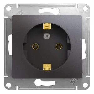 Розетка 1-м СП Glossa 16А IP20 250В с заземл. механизм графит SE GSL001343 454415
