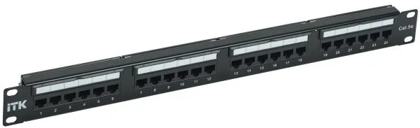 ITK 1U патч-панель кат. 5е UTP 24 порта Dual IDC слайд лейбл