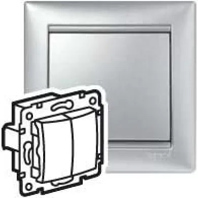 VALENA DIY Выключатель 2-клавишный схема 5 10АХ безвинтовые зажимы алюминий 694337