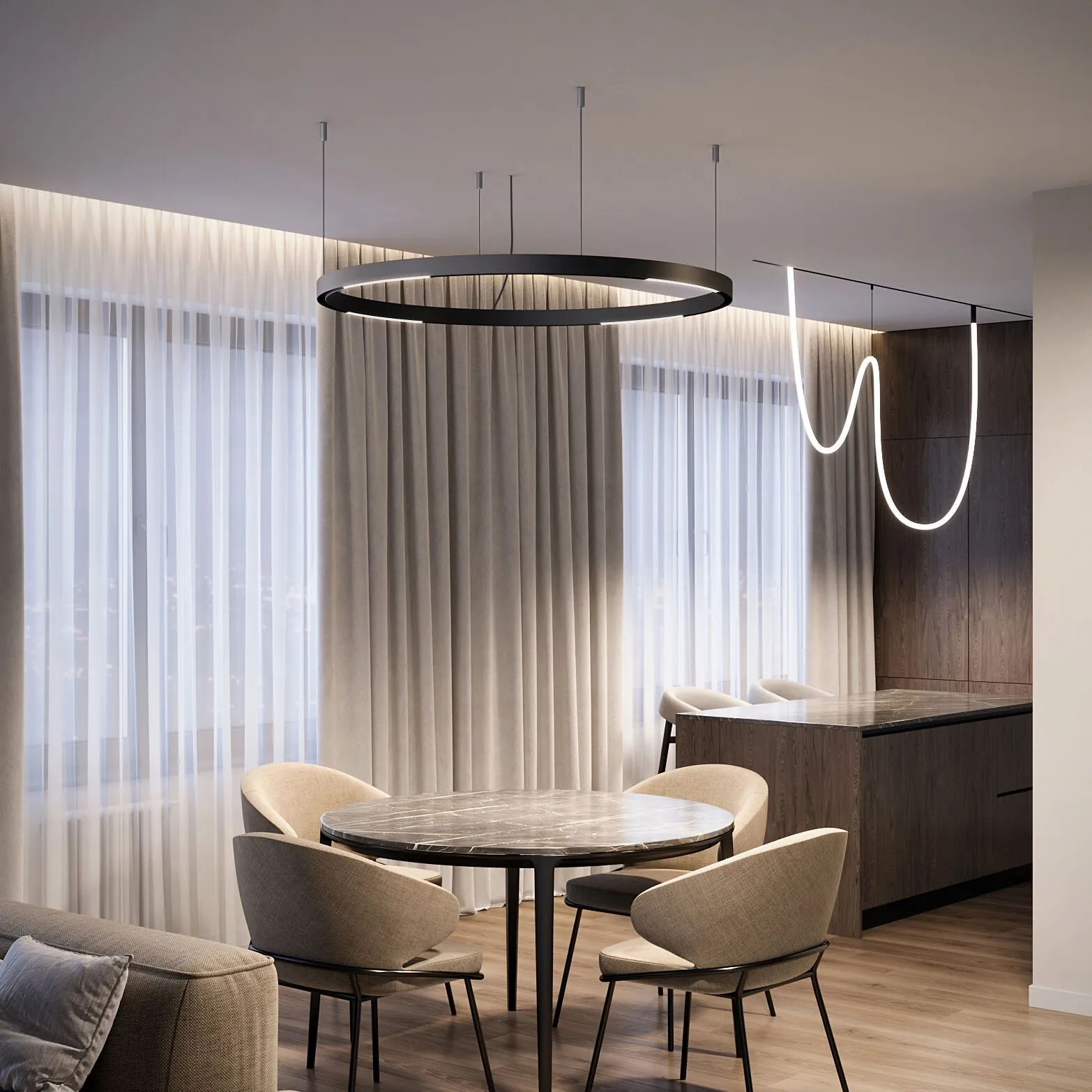 Slim Magnetic Трековый светильник для радиусного шинопровода 16W 4200K Planar чёрный Ø 1200мм - Фото 3