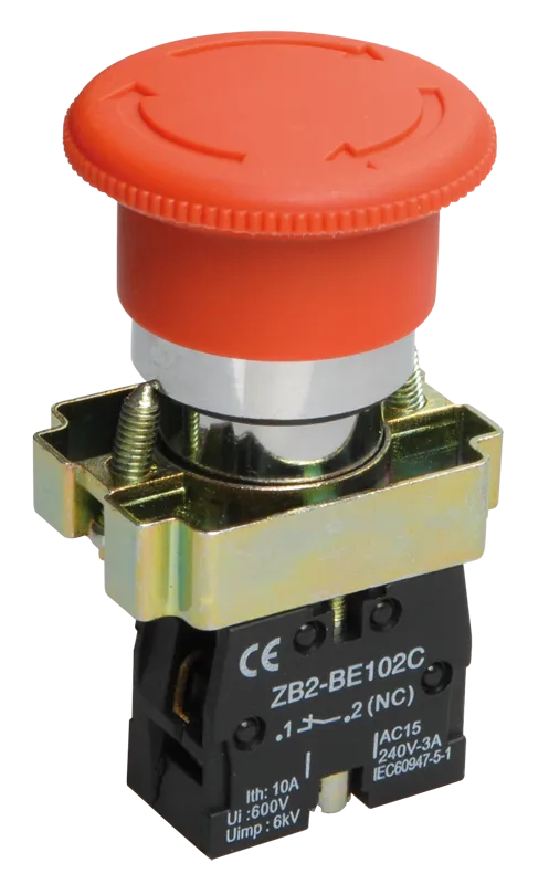 Кнопка управления LAY5-BS542 "Грибок" аварийная с фиксацией поворотная 1NC IEK