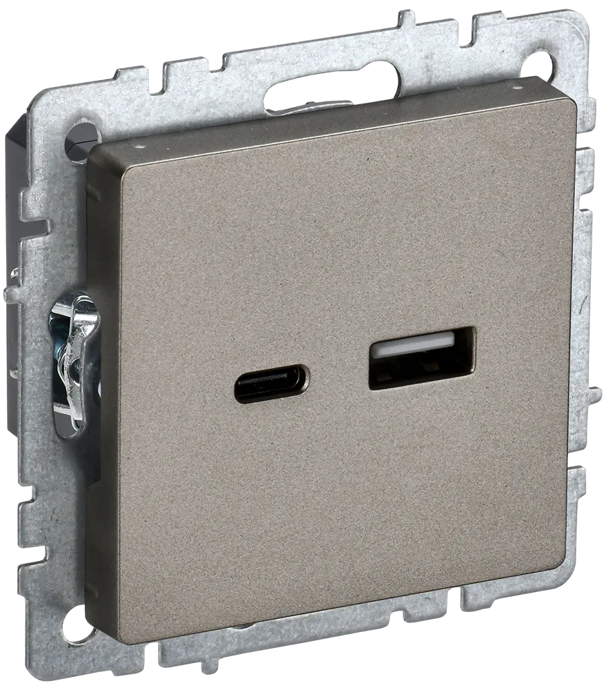 BRITE Розетка USB A+C 18Вт РЮ11-1-БрШ шампань IEK