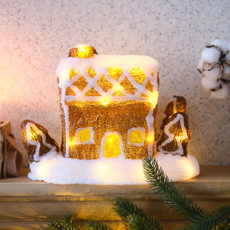 Акриловая светодиодная фигура Пряничный домик 26х15,5х20 см, 30 светодиодов, батарейки 3хАА (не вход - Фото 2