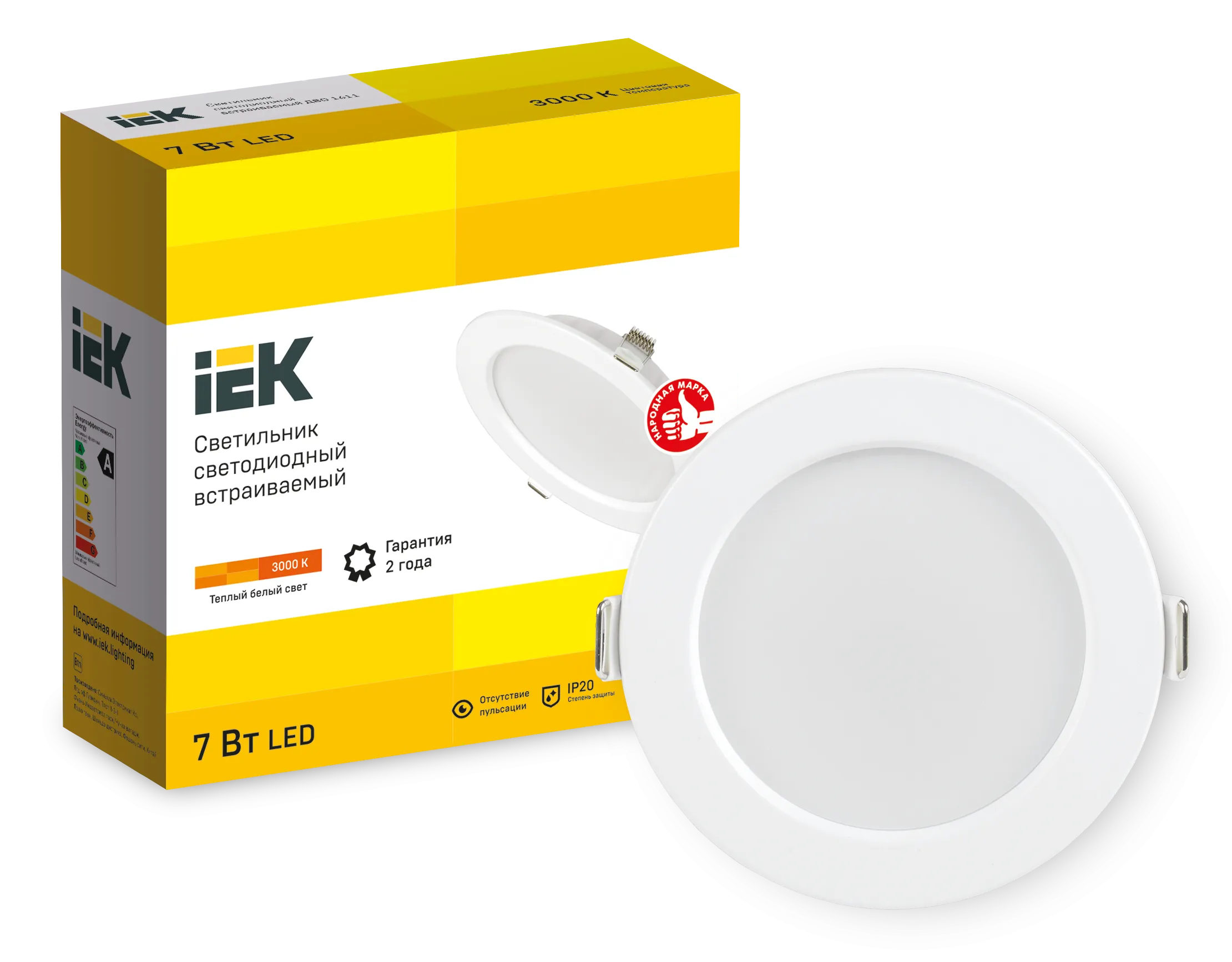 Светильник светодиодный ДВО 1611 белый круг 7Вт 3000К IP20 IEK - Фото 2