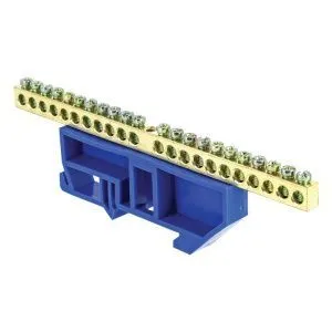 Шина "0" N (6x9мм) 22 отв. латунь синий изолятор на DIN-рейку EKF 