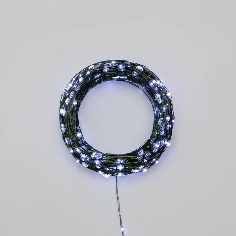 Гирлянда светодиодная Роса с контроллером 50м, 500LED, БЕЛЫЙ, IP20, 230В, зеленый провод NEON-NIGHT 303-285