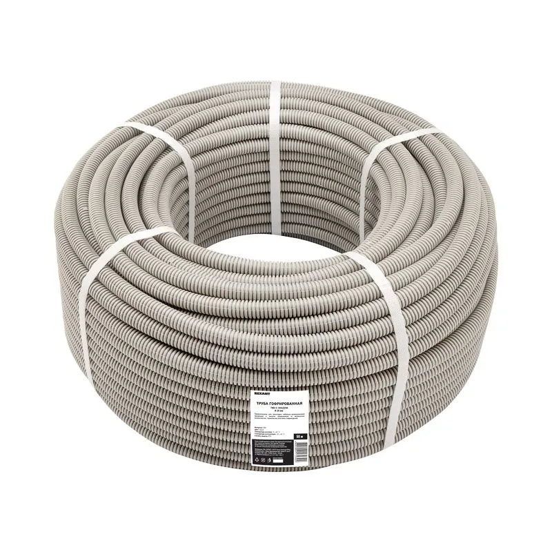 Труба гофрированная из ПВХ, с зондом, Ø20мм (бухта 50 м/уп) REXANT - Фото 2