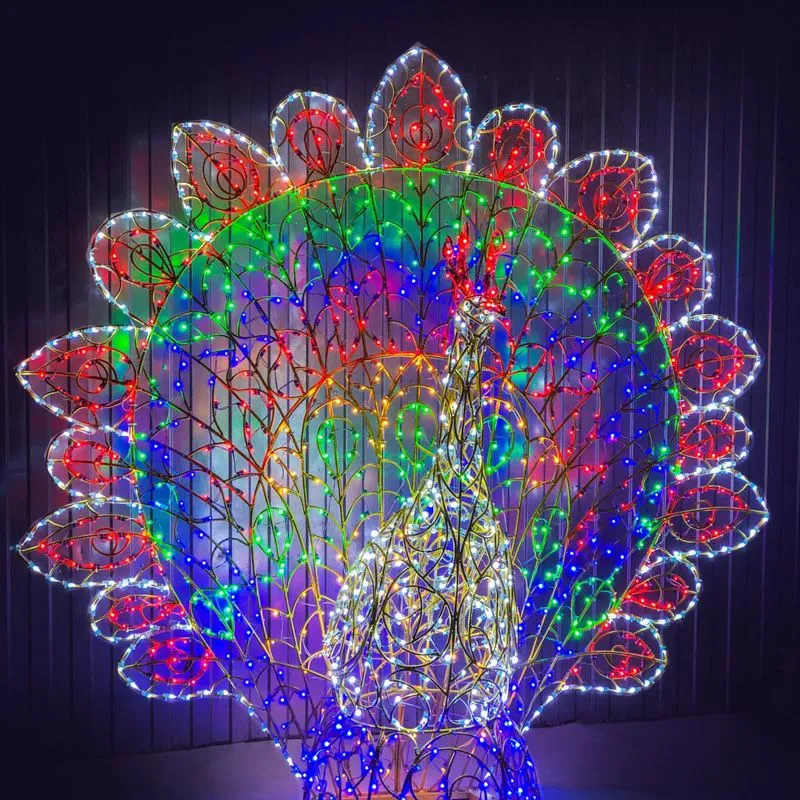 Декоративная 3D Павлин с раскрытым хвостом 200 см - Фото 3