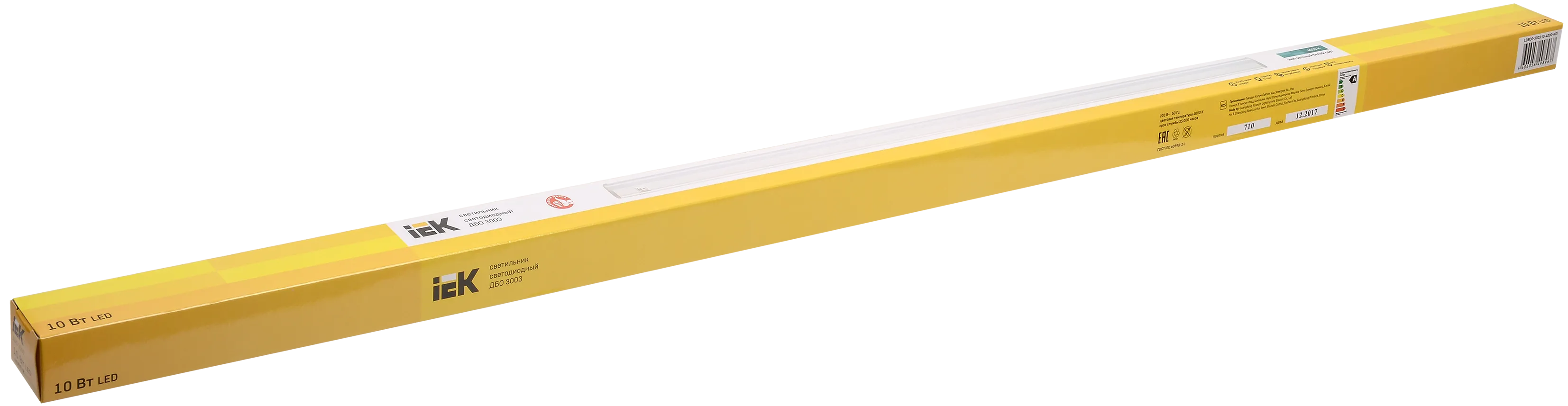 Светильник светодиодный линейный ДБО 3003 10Вт 4000К IP20 872мм пластик IEK