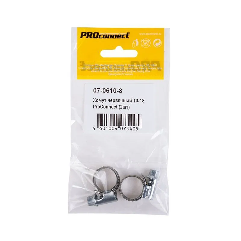 Хомут червячный 10-16-0,7 мм, (упак. 2 шт)  PROconnect 07-0610-8