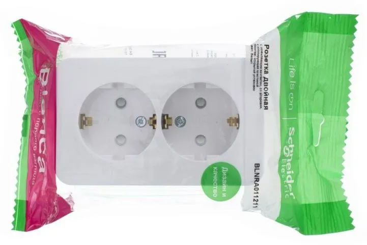 Розетка 2-м ОП Blanca 16А IP20 250В с заземл. защ. шторки с изолир. пластиной бел. SE BLNRA011211 - Фото 3