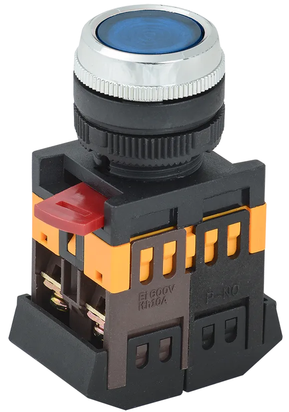 Кнопка ABLFS-22 синий d=22мм неон/240В 1з+1р IEK