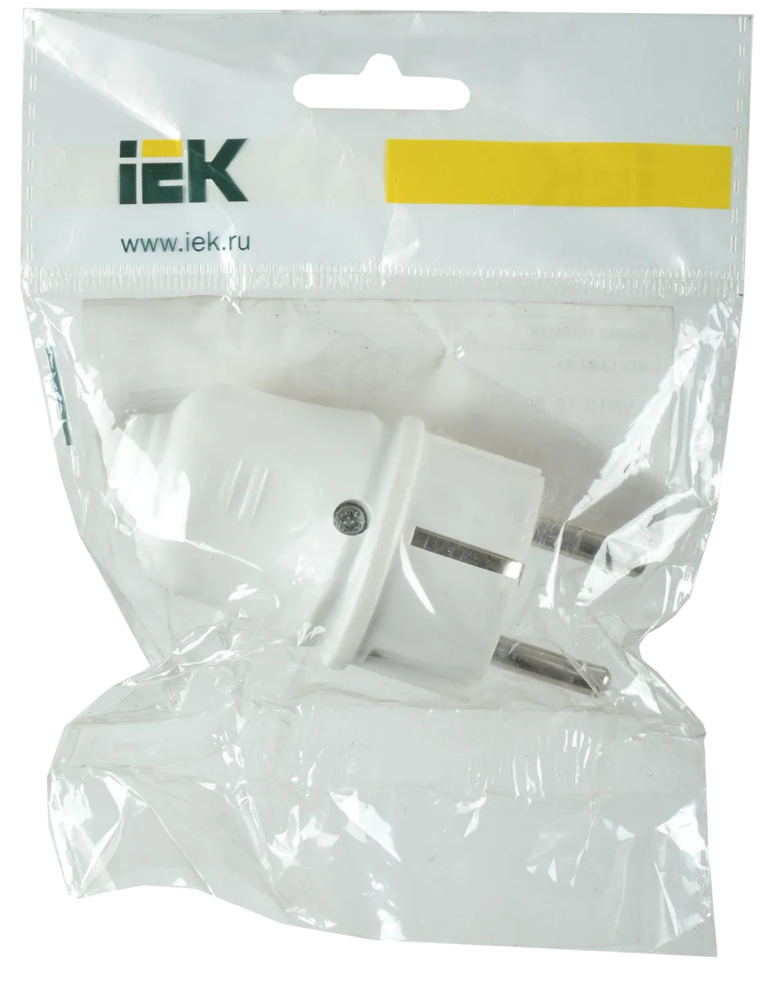 Вилка разборная прямая ВПп10-01-Ст с заземляющим контактом 16А белая IEK - Фото 2