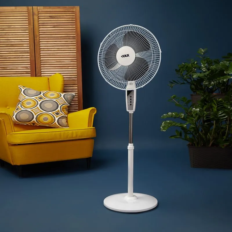 Вентилятор напольный с пультом и таймером, круглое основание DX-1608R 40 Вт, 220V, белый/черный DUX - Фото 2