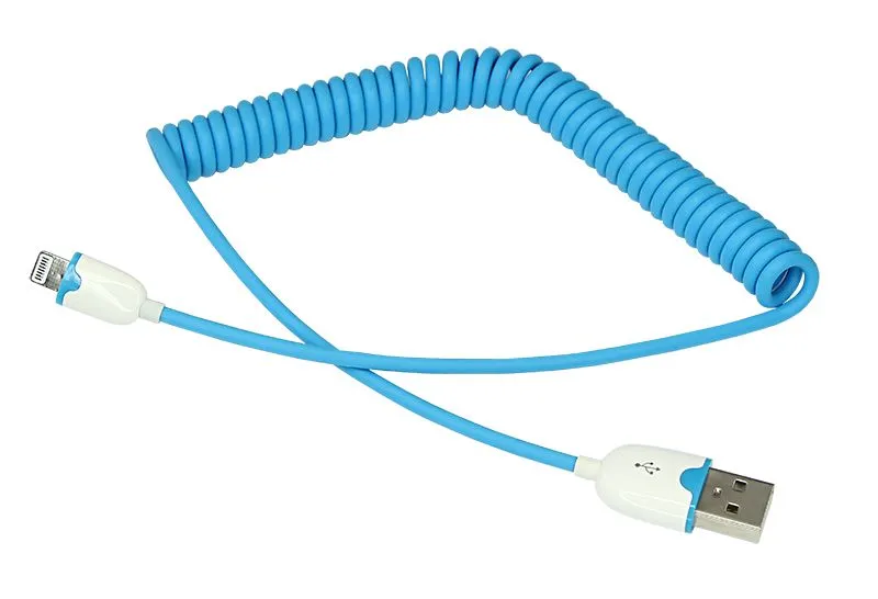 USB-Lightning кабель для iPhone/PVC/spiral/blue/1m/REXANT 18-4203