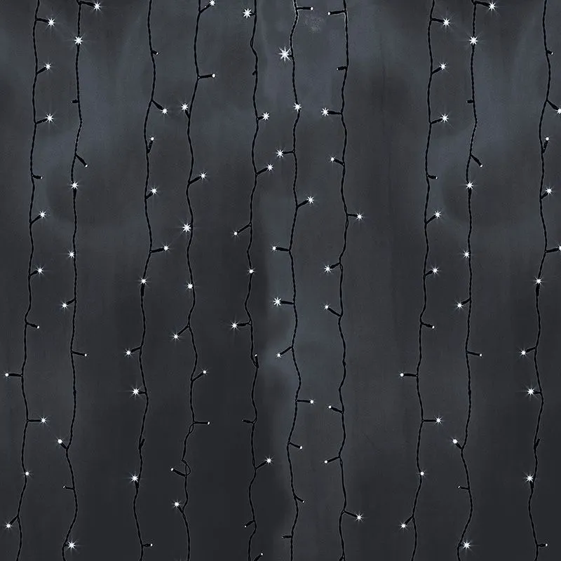 Гирлянда светодиодная Занавес 2х9м 2200 LED БЕЛЫЙ черный ПВХ IP65 эффект водопада 230В не соединяется блок в комплекте NEON-NIGHT 235-275