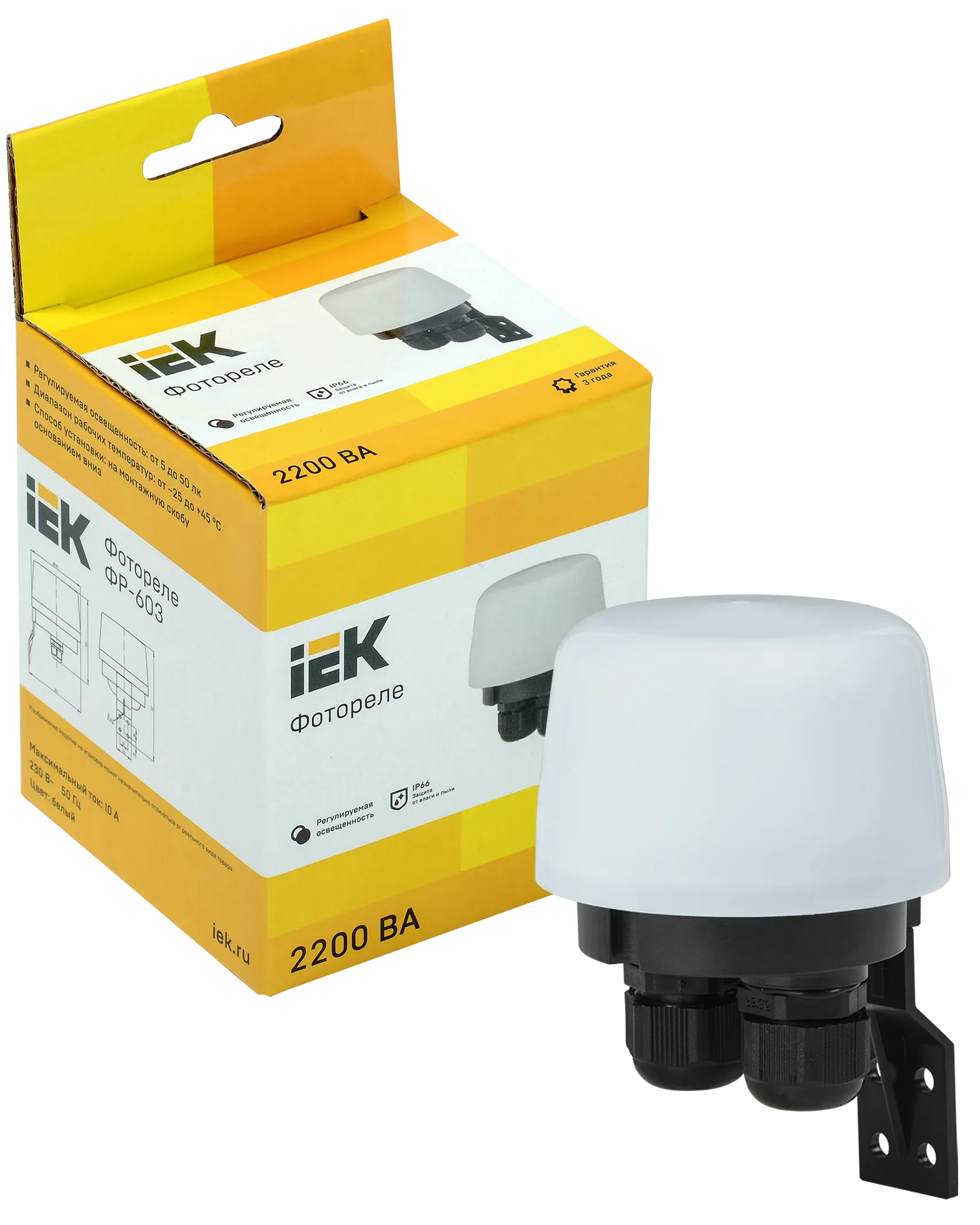 Фотореле ФР-603 2200ВА IP66 белый IEK - Фото 3