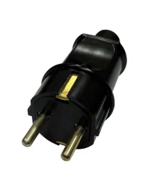 Вилка прямая с заземляющим контактом IP20, УХЛ4, 250 В, 16А, черная