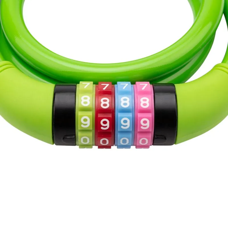 Тросовый кодовый замок взломостойкий для велосипедов и колясок 100 см зеленый - Фото 2