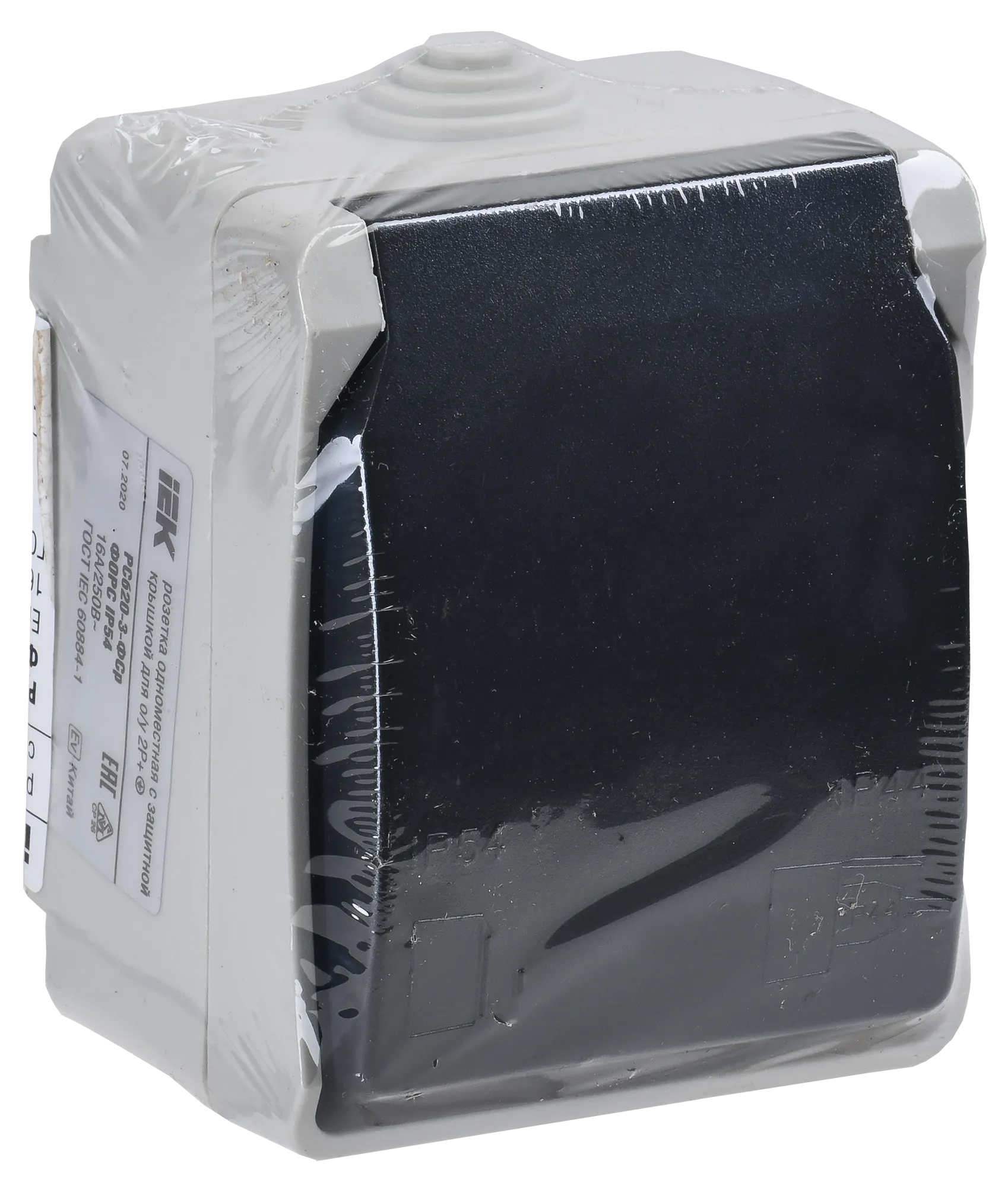 FORS Розетка 1-местная с заземлением для открытой установки 16А IP54 РСб20-3-ФСр серый IEK - Фото 2