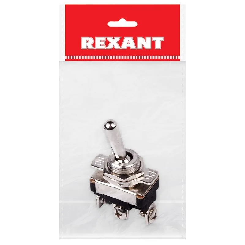 Тумблер 220V 10А (3c) ON-OFF-ON однополюсный  Mini  (ASW-23)  REXANT Индивидуальная упаковка 1 шт