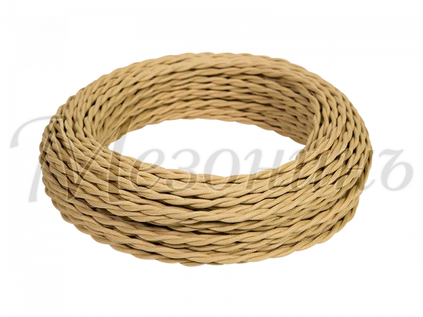 Провод декоративный витой TV+Internet, цвет- песочное золото, ТМ "МезонинЪ, (бухта 45м ) GE72100-32