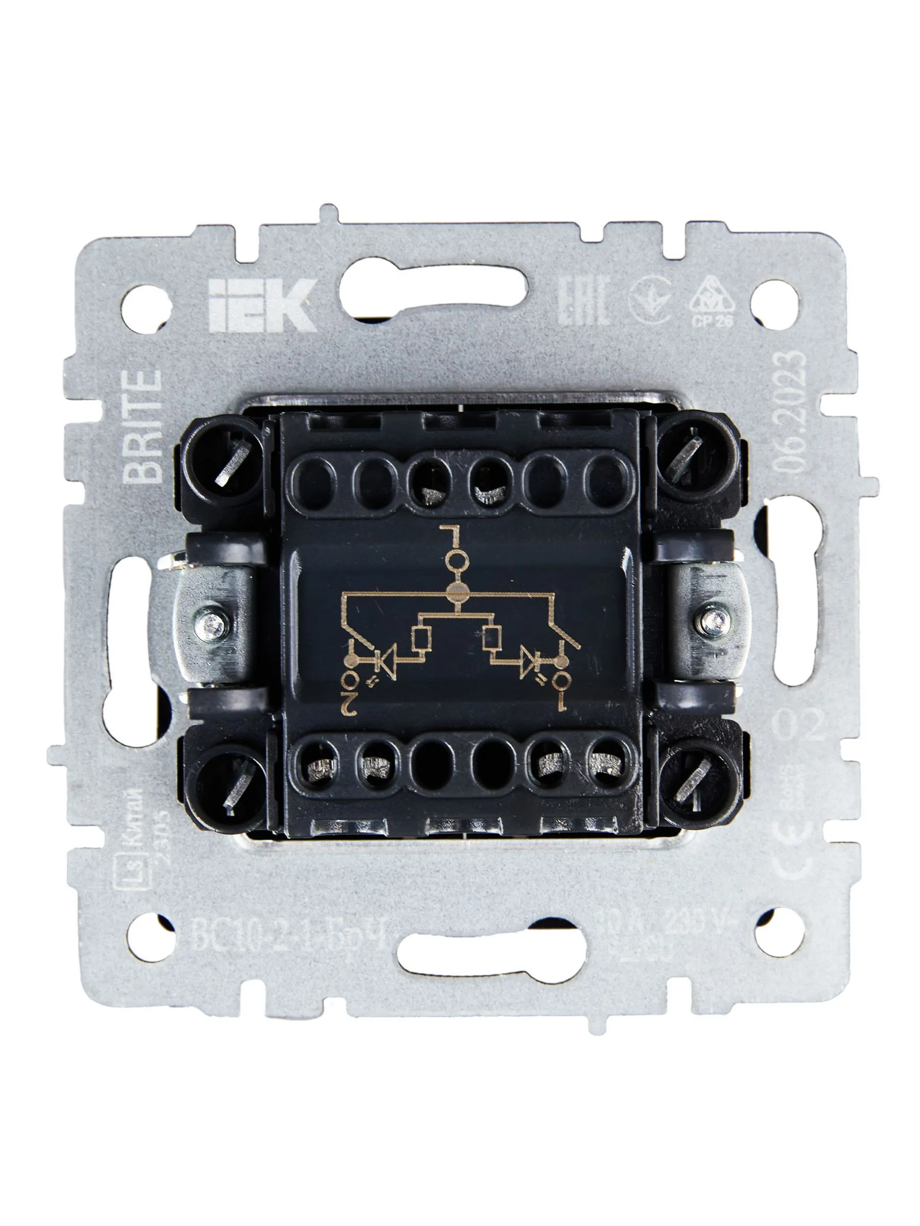 BRITE Выключатель 2-клавишный с индикацией 10А ВС10-2-1-БрЧ черный IEK - Фото 4