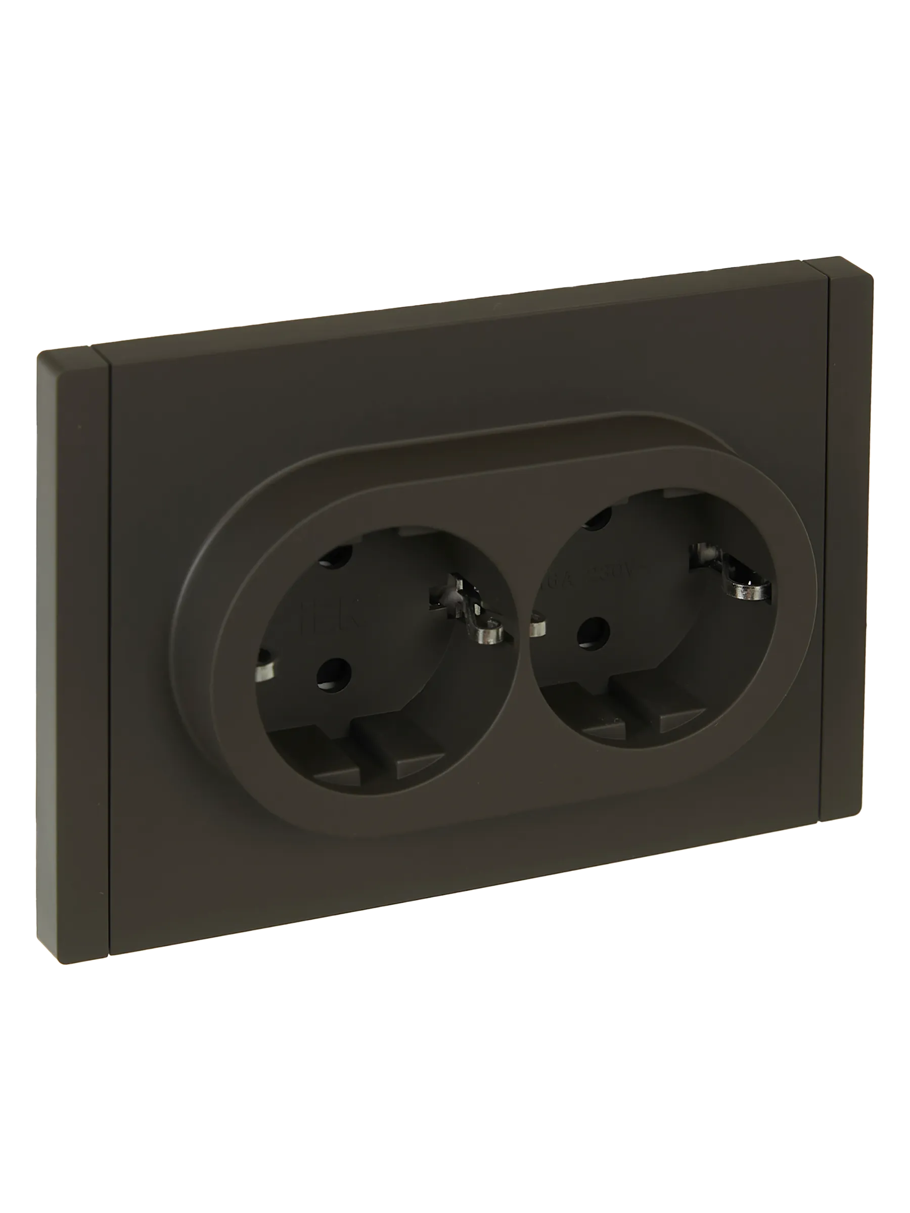 FORTE&PIANO Розетка 2-местная с заземлением с защитными шторками безвинтовое крепление 16А FP323 серый IEK FP-R24-16-1-K03