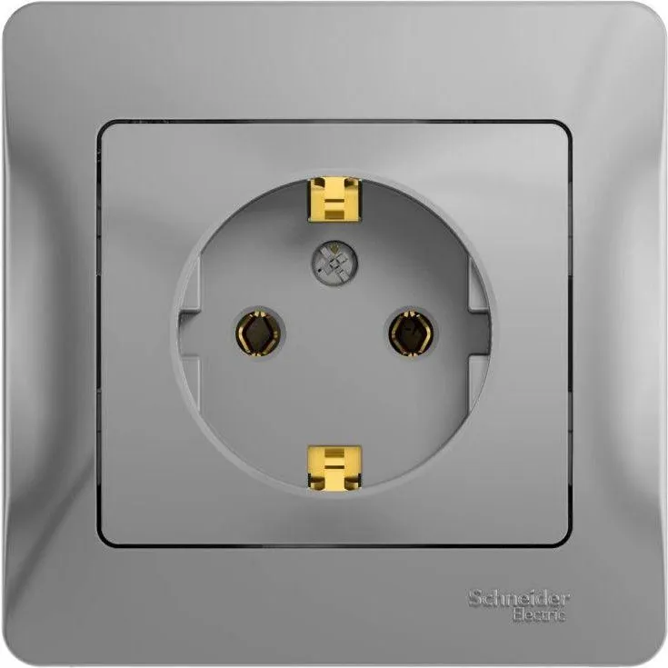 Розетка 1-м СП Glossa 16А IP20 с заземл. в сборе алюм. SE GSL000342