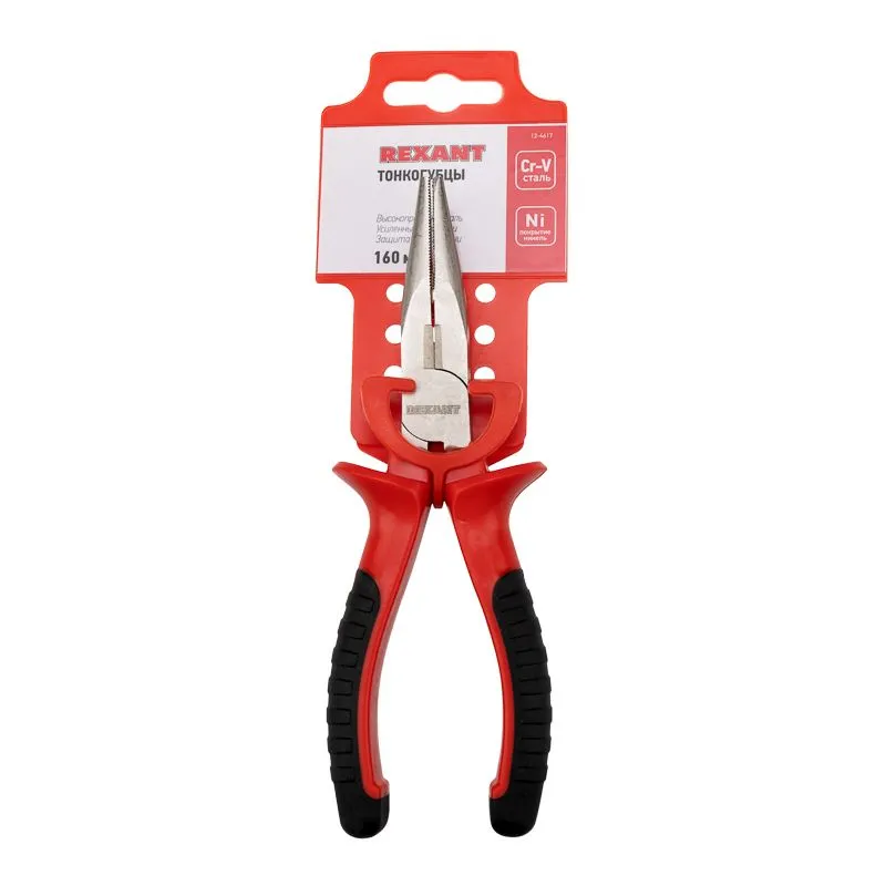 Тонкогубцы 160мм никелированные, двухкомпонентные рукоятки REXANT - Фото 2