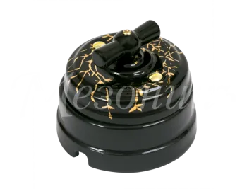 Выключатель ретро проходной поворотный на два положения (1-клавишный, в комплекте с подъемной рамкой