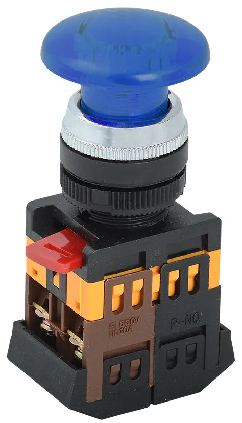 Кнопка управления AELA-22 "Грибок" d=22мм 1з+1р неон/240В синяя IEK