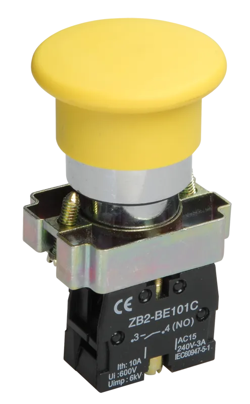 Кнопка управления LAY5-BC51"Грибок" без подсветки желтая 1NO IEK