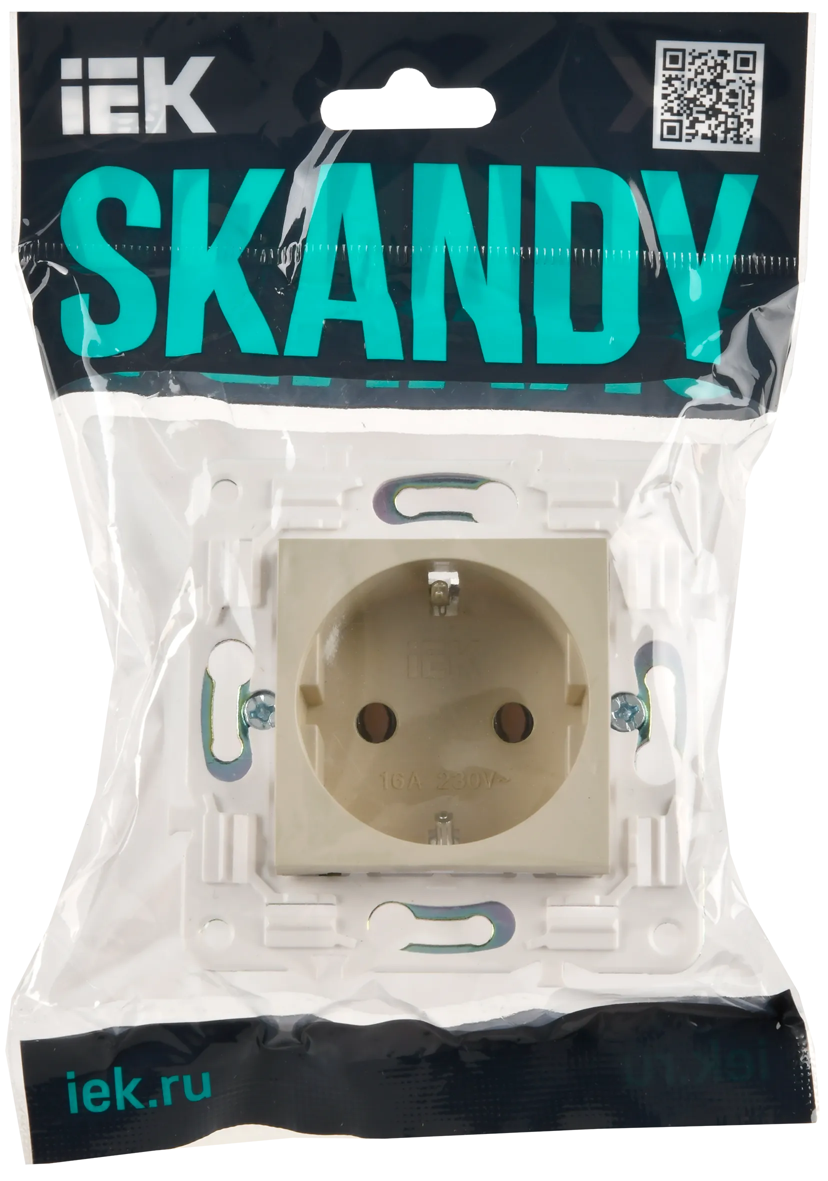 SKANDY Розетка с заземлением без защитных шторок 16А SK-R05B бежевый IEK для электромонтажа - Фото 2
