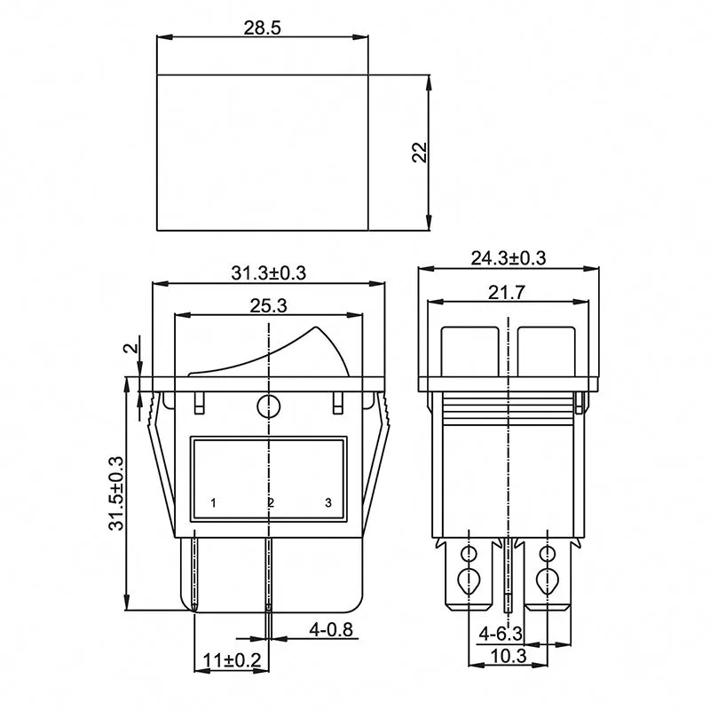 Выключатель клавишный 250V 15А (6с) ON-OFF зеленый с подсветкой ДВОЙНОЙ (RWB-511, SC-797) REXANT - Фото 3