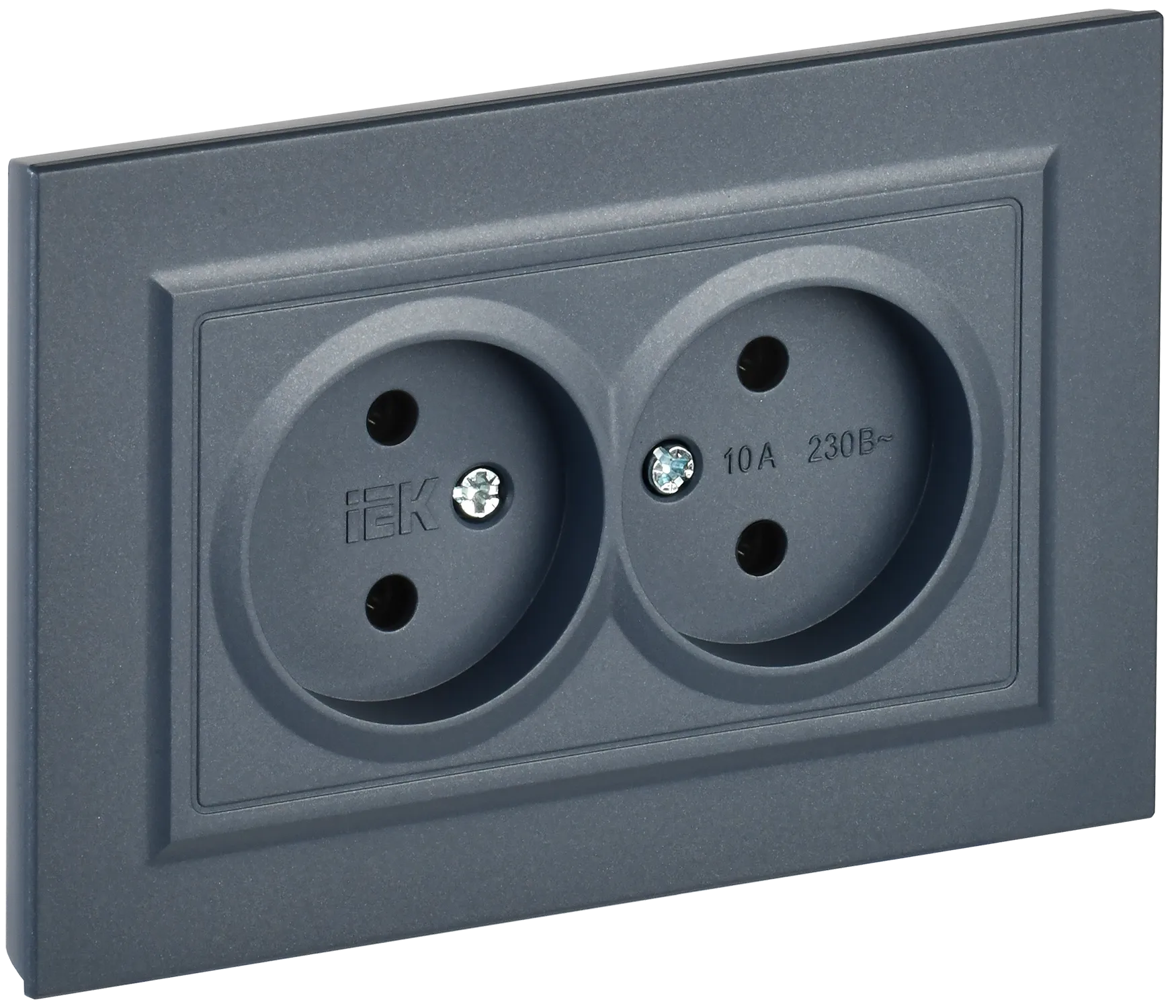 BRITE Розетка 2-местная без заземления без защитных шторок 10А в сборе РС12-2-БрМ маренго IEK BR-R20-10-K35-F