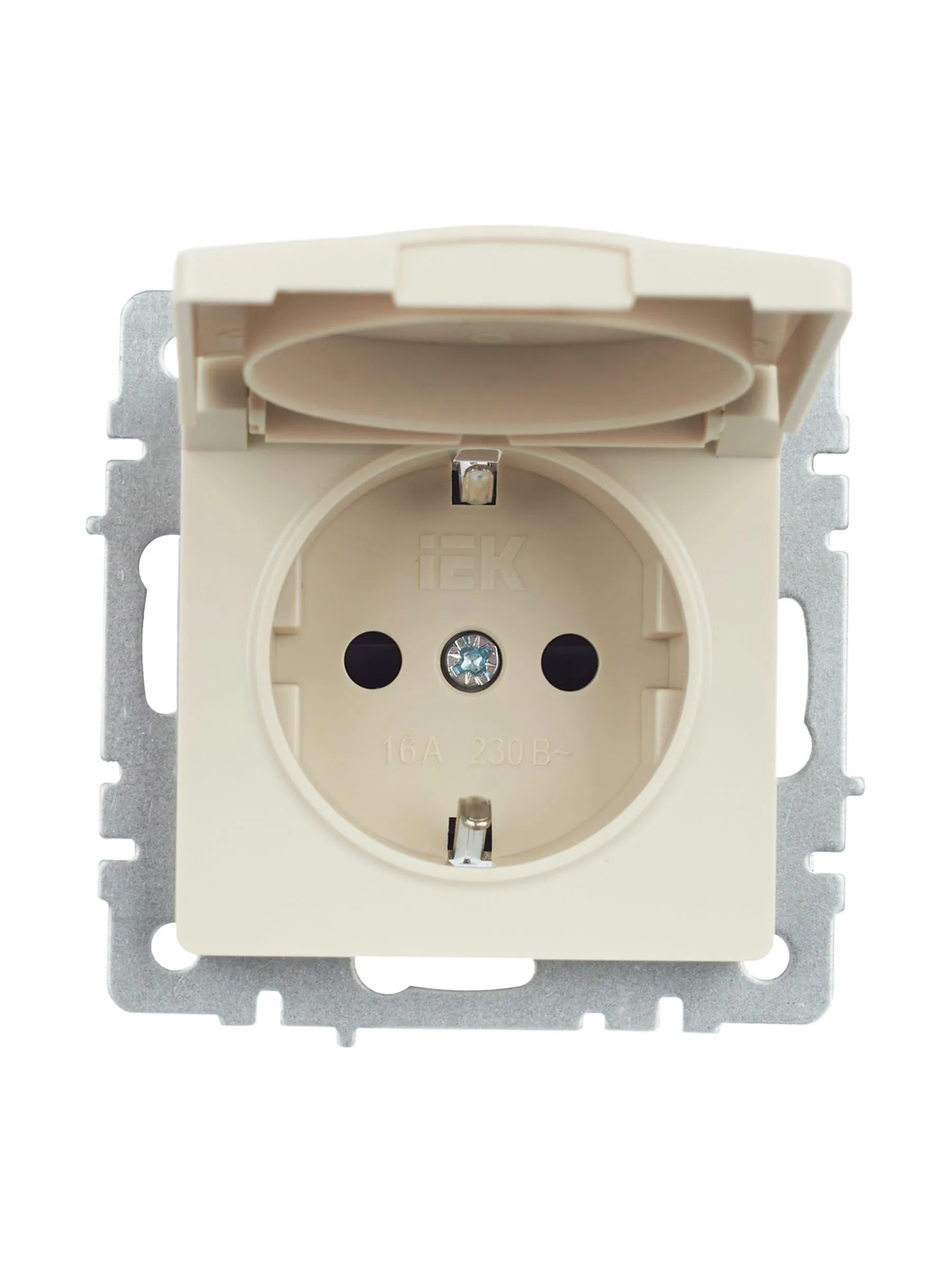 BRITE Розетка 1-местная с заземлением с защитными шторками и крышкой 16А IP44 РСбш10-3-44-БрКр бежевый IEK - Фото 10