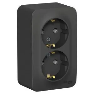 Розетка 2-м ОП Blanca 16А IP20 250В с заземл. без защ. шторок антрацит SE BLNRA010206 1210620